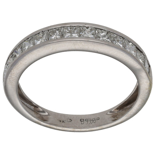 9ct White Gold 1.00ct Diamond Half Eternity Ring Size N