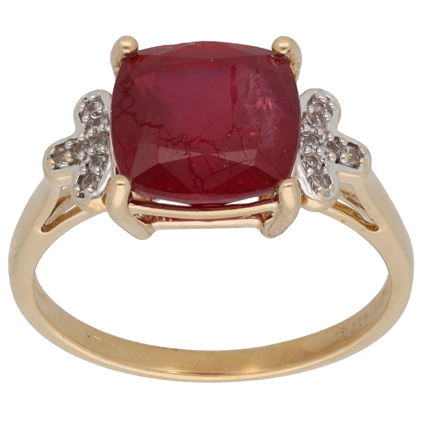 9ct Gold Ruby & Cubic Zirconia Dress/Cocktail Ring Size O
