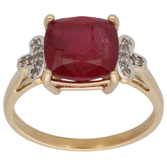 9ct Gold Ruby & Cubic Zirconia Dress/Cocktail Ring Size O