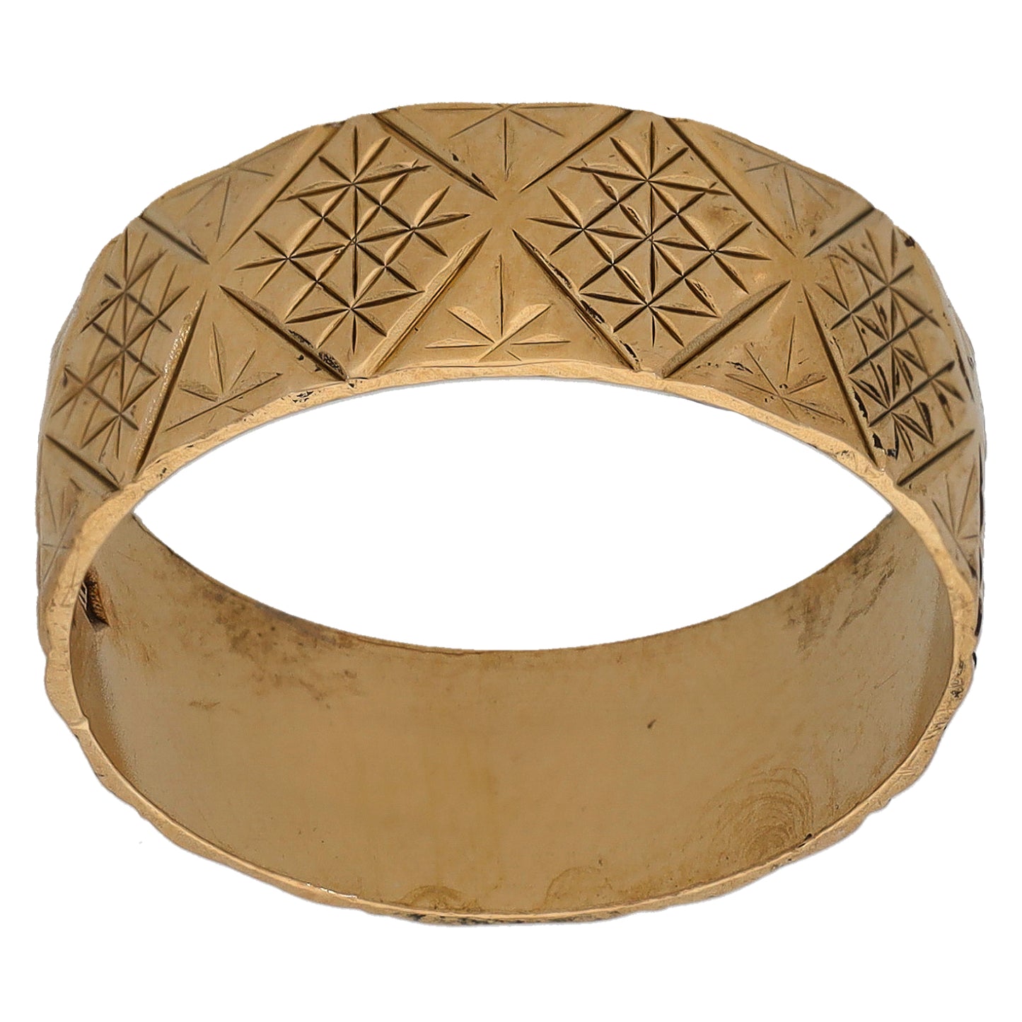 9ct Gold Patterned Wedding Ring Size O