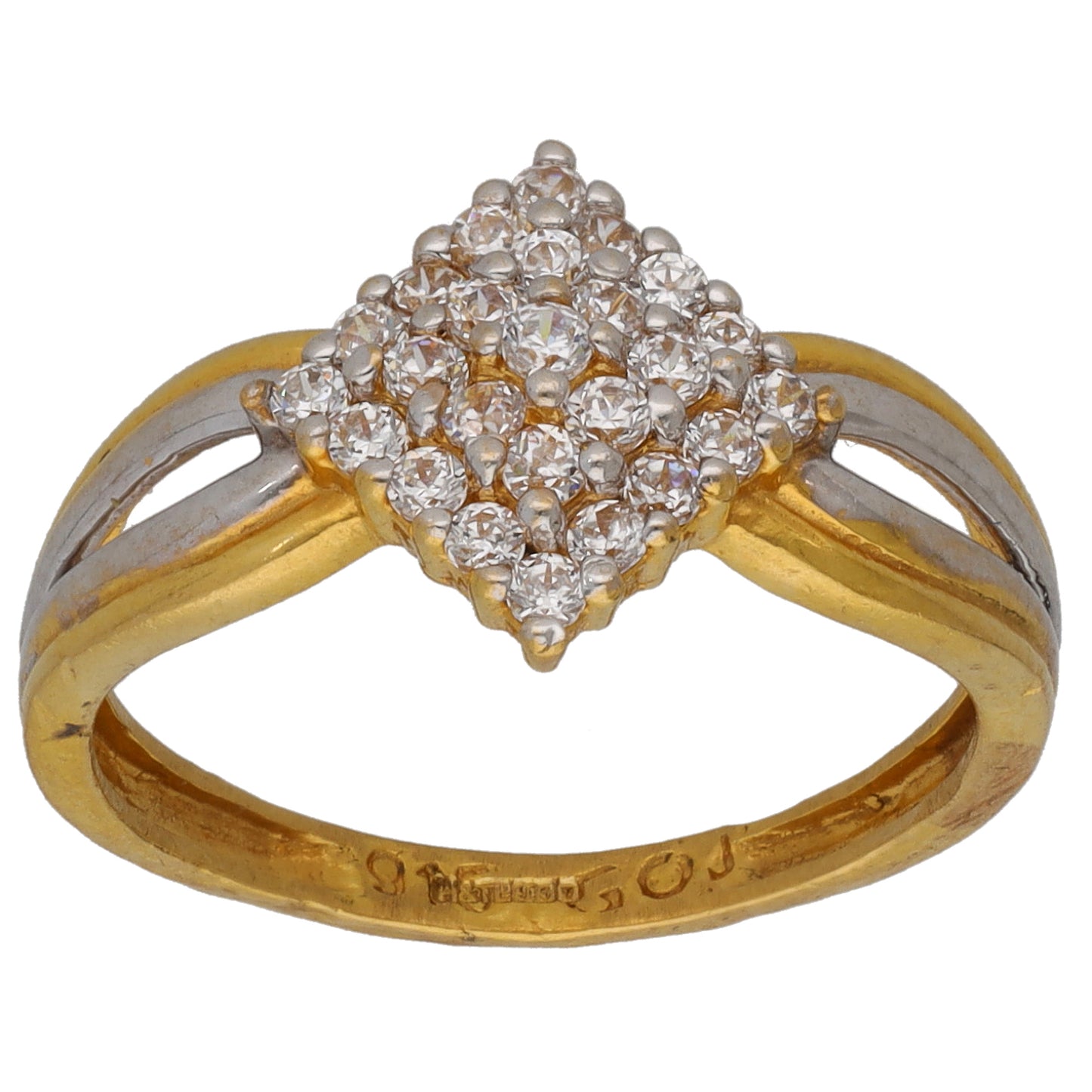 22ct Gold Cubic Zirconia Cluster Ring Size M