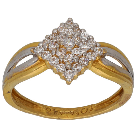 22ct Gold Cubic Zirconia Cluster Ring Size M