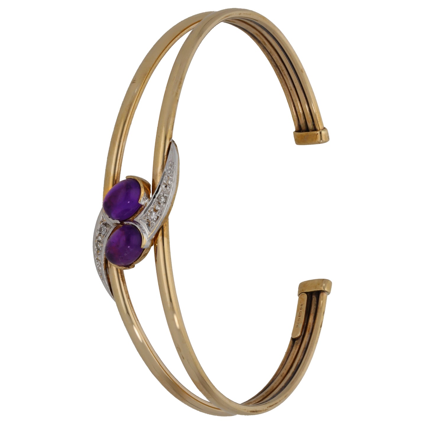 9ct Gold Amethyst & 0.04ct Diamond Bangle
