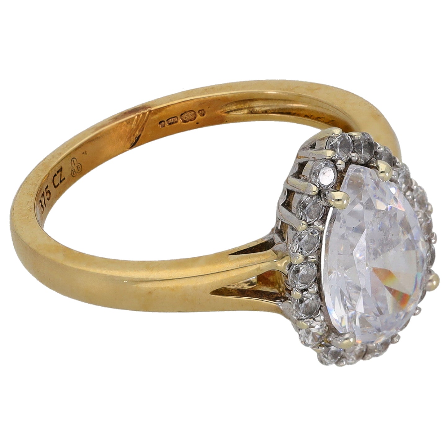 9ct Gold Cubic Zirconia Dress/Cocktail Ring Size N