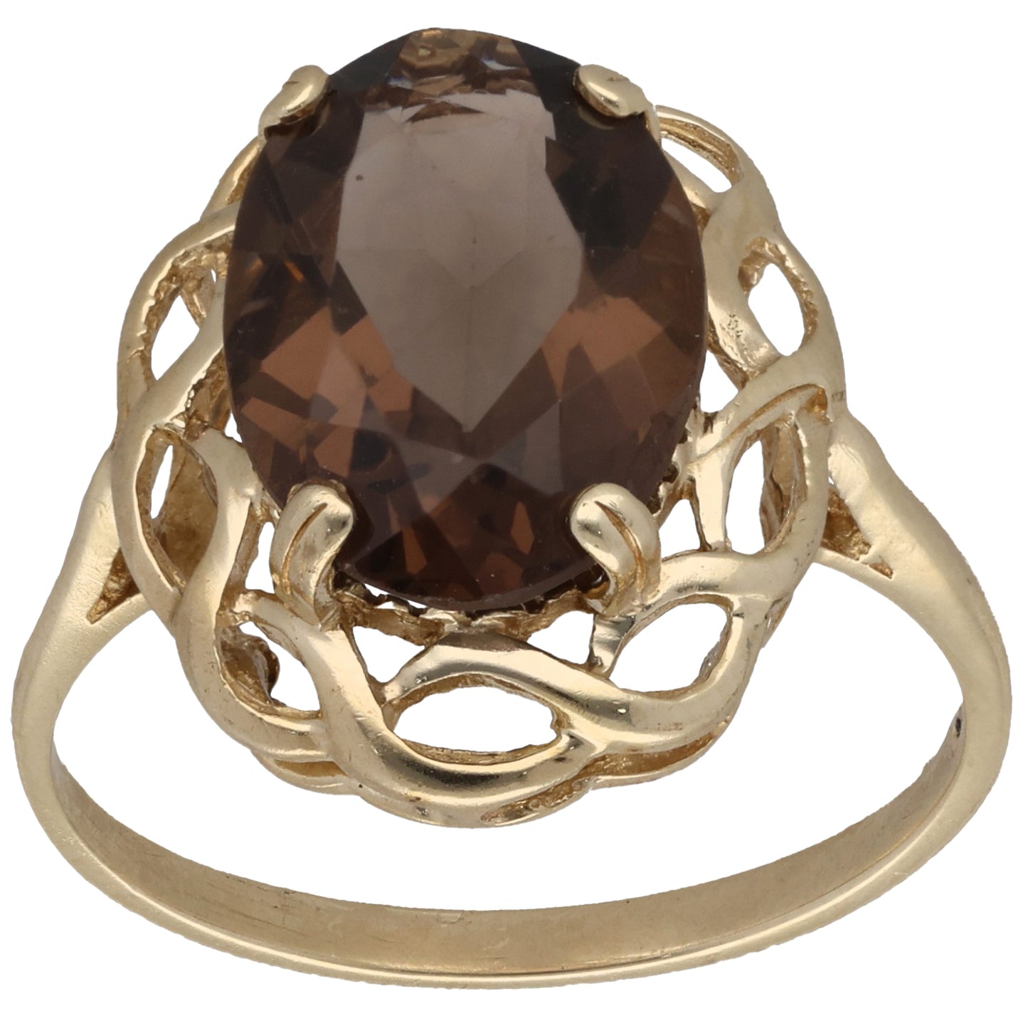 9ct Gold Smoky Quartz Single Stone Ring Size S