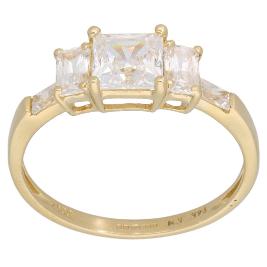 14ct Gold Cubic Zirconia Dress/Cocktail Ring Size S