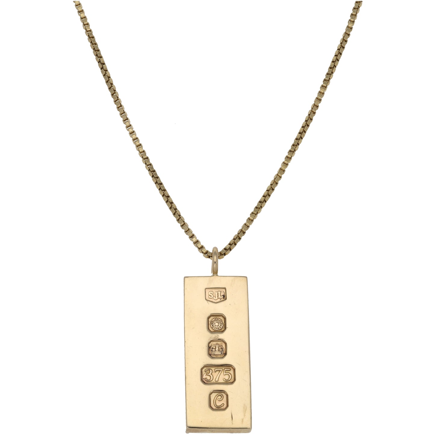 9ct Gold Ingot Pendant With Chain