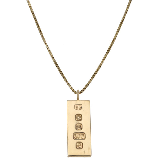 9ct Gold Ingot Pendant With Chain