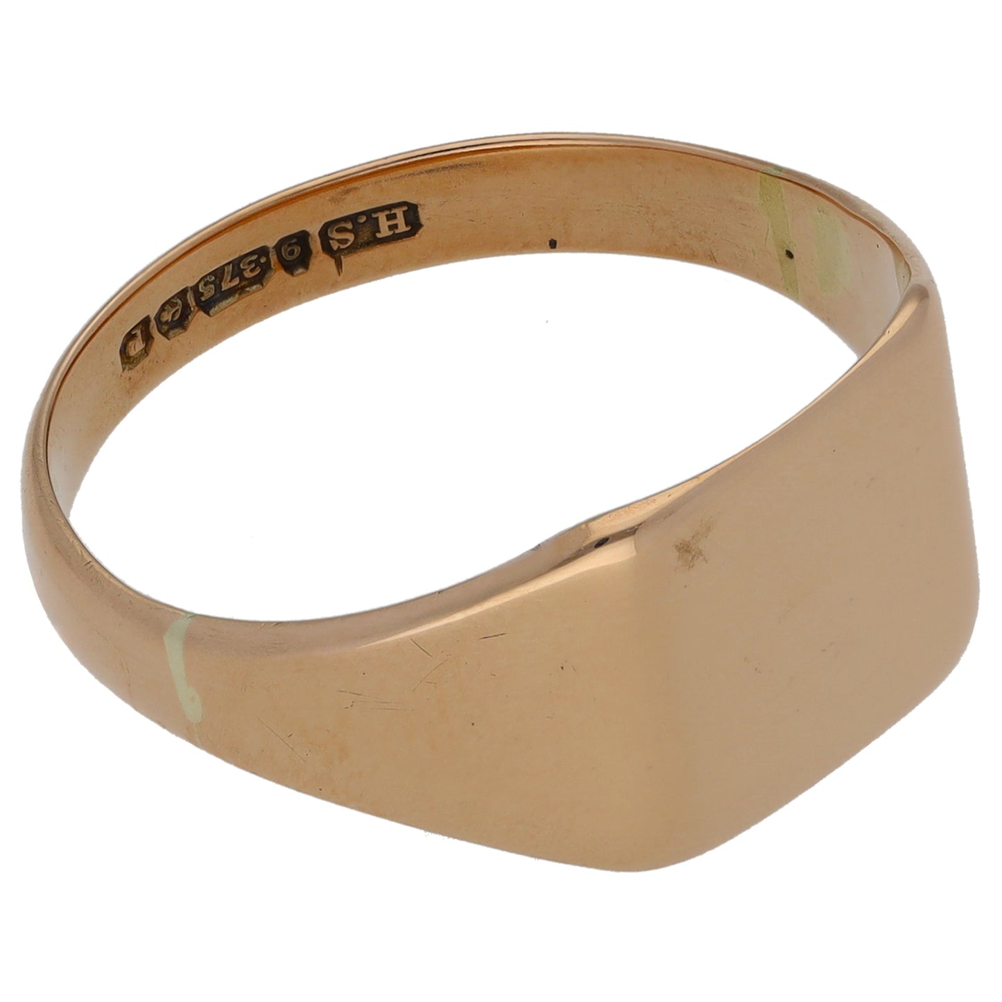 9ct Rose Gold Plain Signet Ring Size U