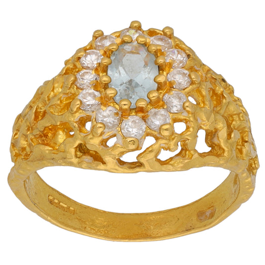 22ct Gold Imitation Gems Dress/Cocktail Ring Size N