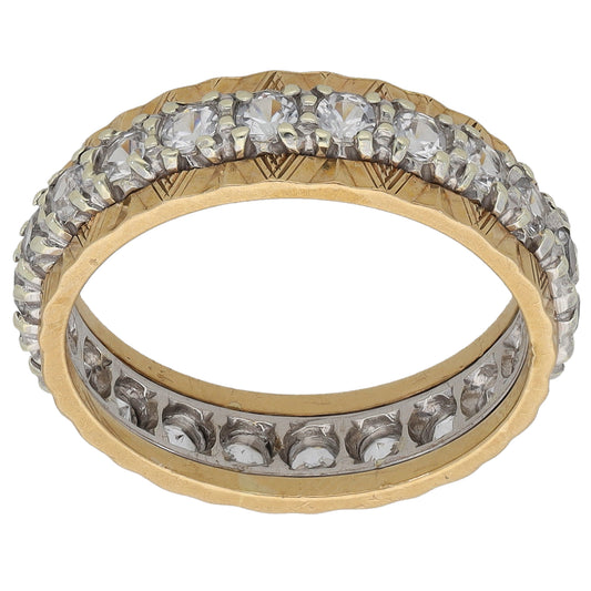 9ct Bicolour Gold Imitation Gems Eternity Ring Size M