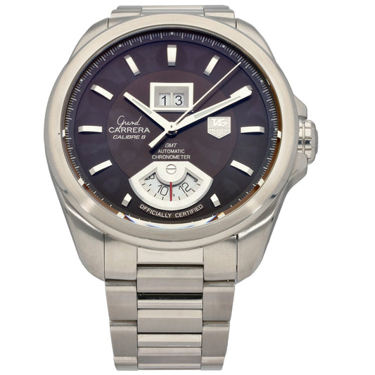 Tag Heuer Carrera WAV5113 chronometer watch, purple dial, stainless steel bracelet.