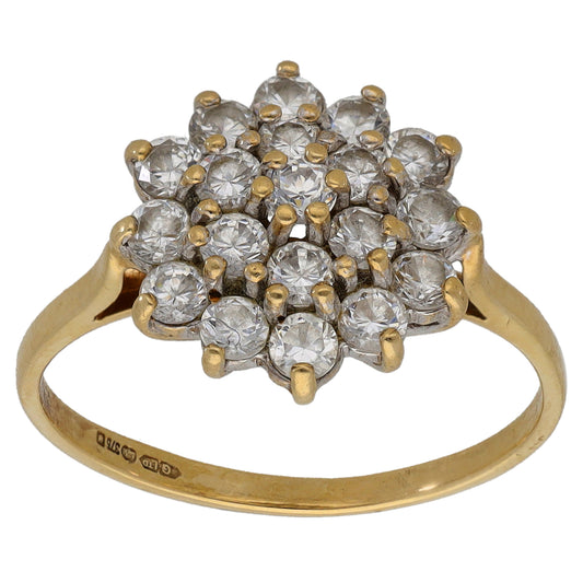 9ct Gold Cubic Zirconia Cluster Ring Size R