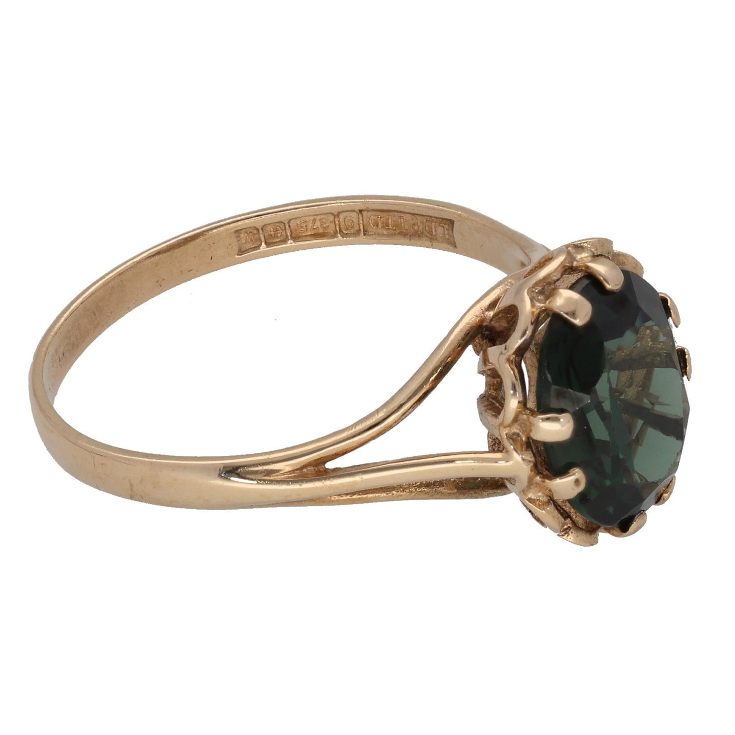9ct Gold Imitation Gem Single Stone Ring Size Q