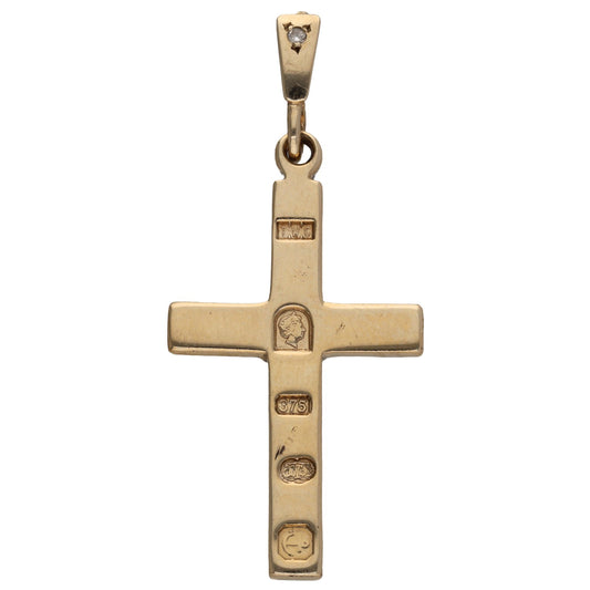 9ct Gold 0.01ct Diamond Cross Pendant