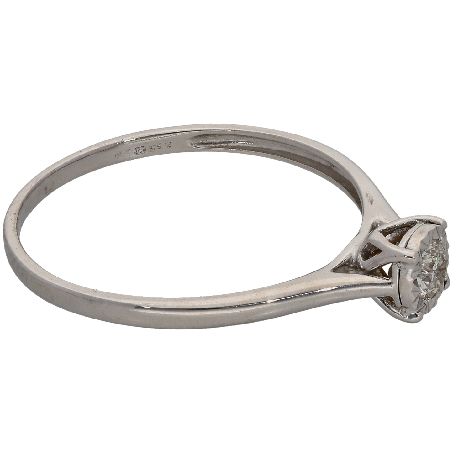 9ct White Gold 0.20ct Diamond Solitaire Ring Size U