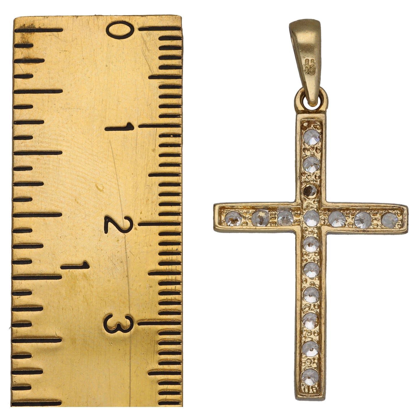 9ct Gold Cubic Zirconia Cross Pendant