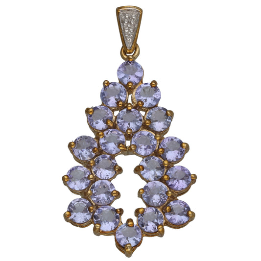 9ct Gold 0.01ct Diamond & Tanzanite Dress/Cocktail Pendant