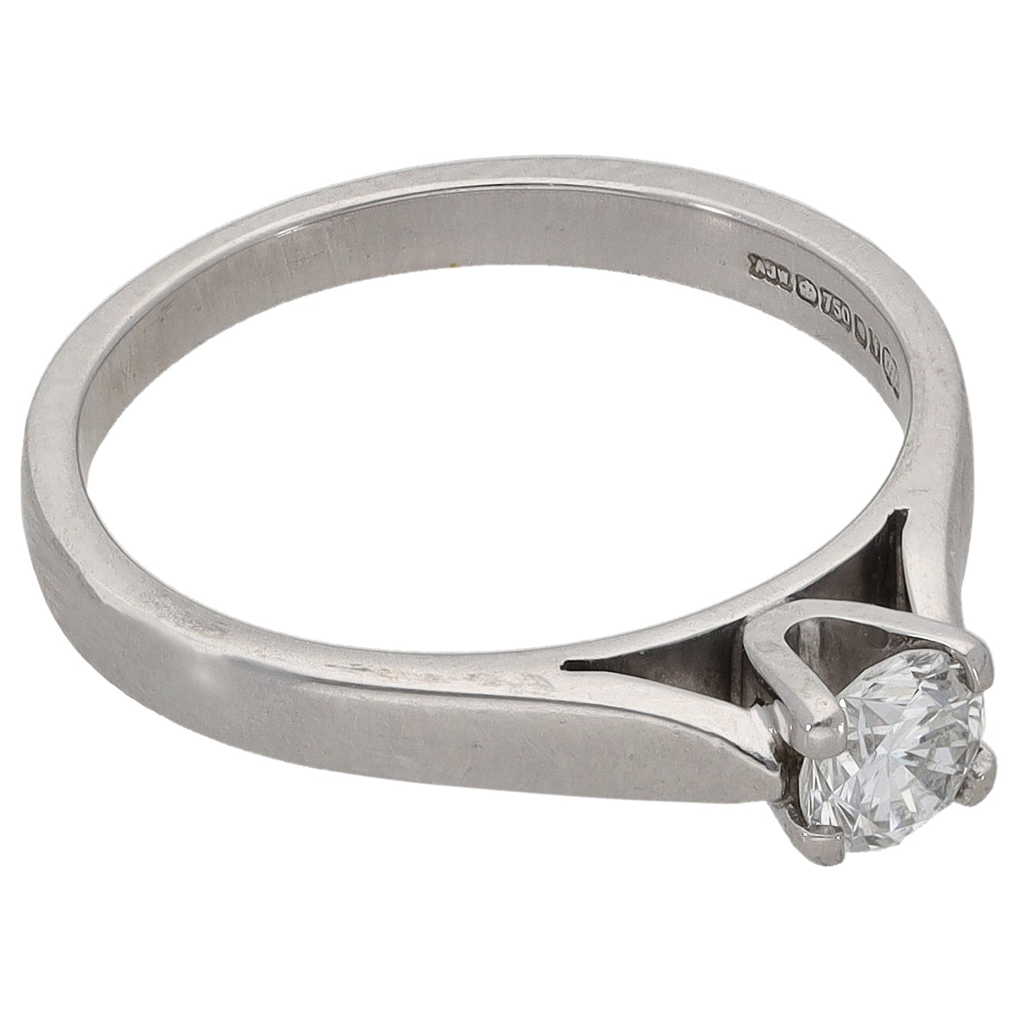 18ct White Gold 0.34ct Diamond Solitaire Ring Size K