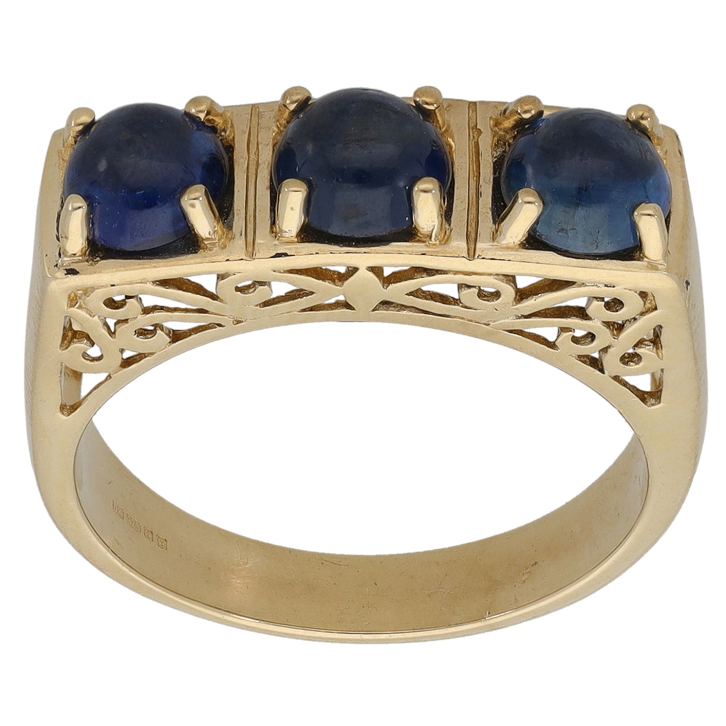 9ct Gold Sapphire Trilogy Ring Size N