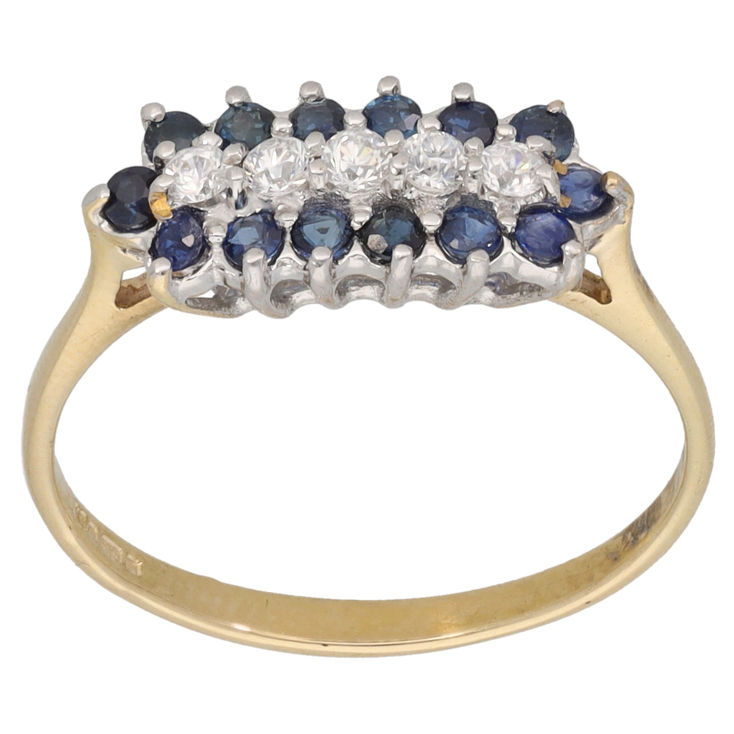 9ct Gold Sapphire & Cubic Zirconia Dress/Cocktail Ring Size P