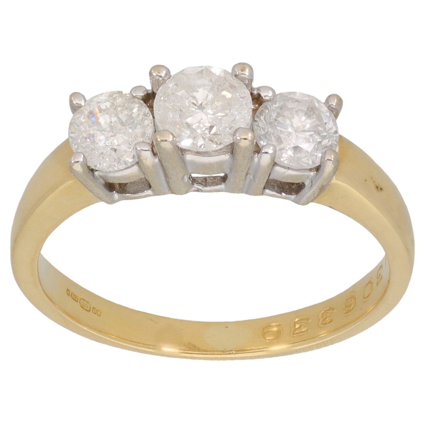 18ct Gold 1.00ct Diamond Trilogy Ring Size M
