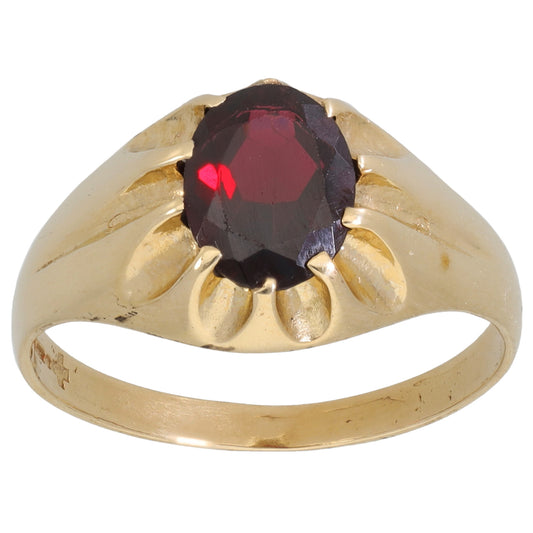 9ct Gold Garnet Single Stone Ring Size U