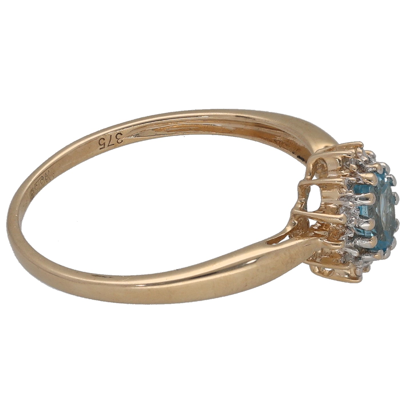 9ct Gold 0.03ct Diamond & Topaz Dress/Cocktail Ring Size O