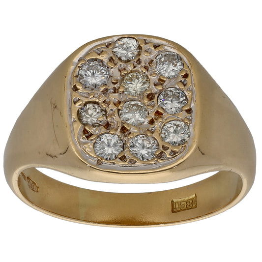 18ct Gold 0.72ct Diamond Signet Ring Size X