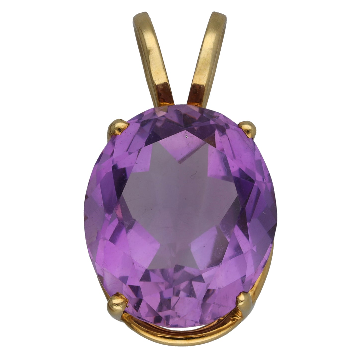 18ct Gold Amethyst Single Stone Pendant
