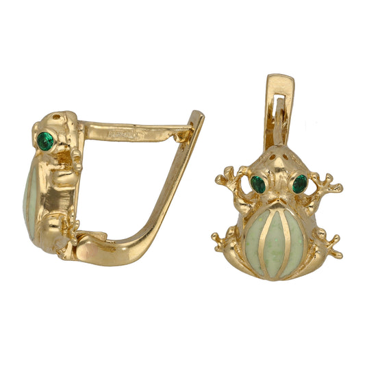 14ct Gold Imitation Gems Frog Earrings