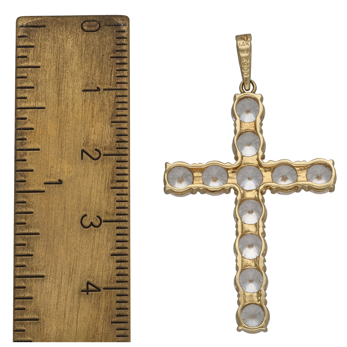 14ct Gold Cubic Zirconia Cross Pendant