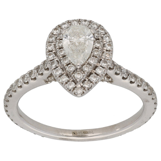 14ct White Gold 0.87ct Diamond Dress/Cocktail Ring Size L