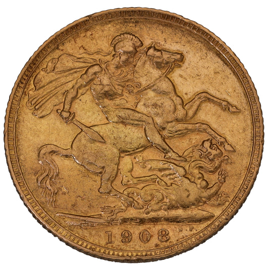 22ct Gold King Edward VII Full Sovereign Coin 1908