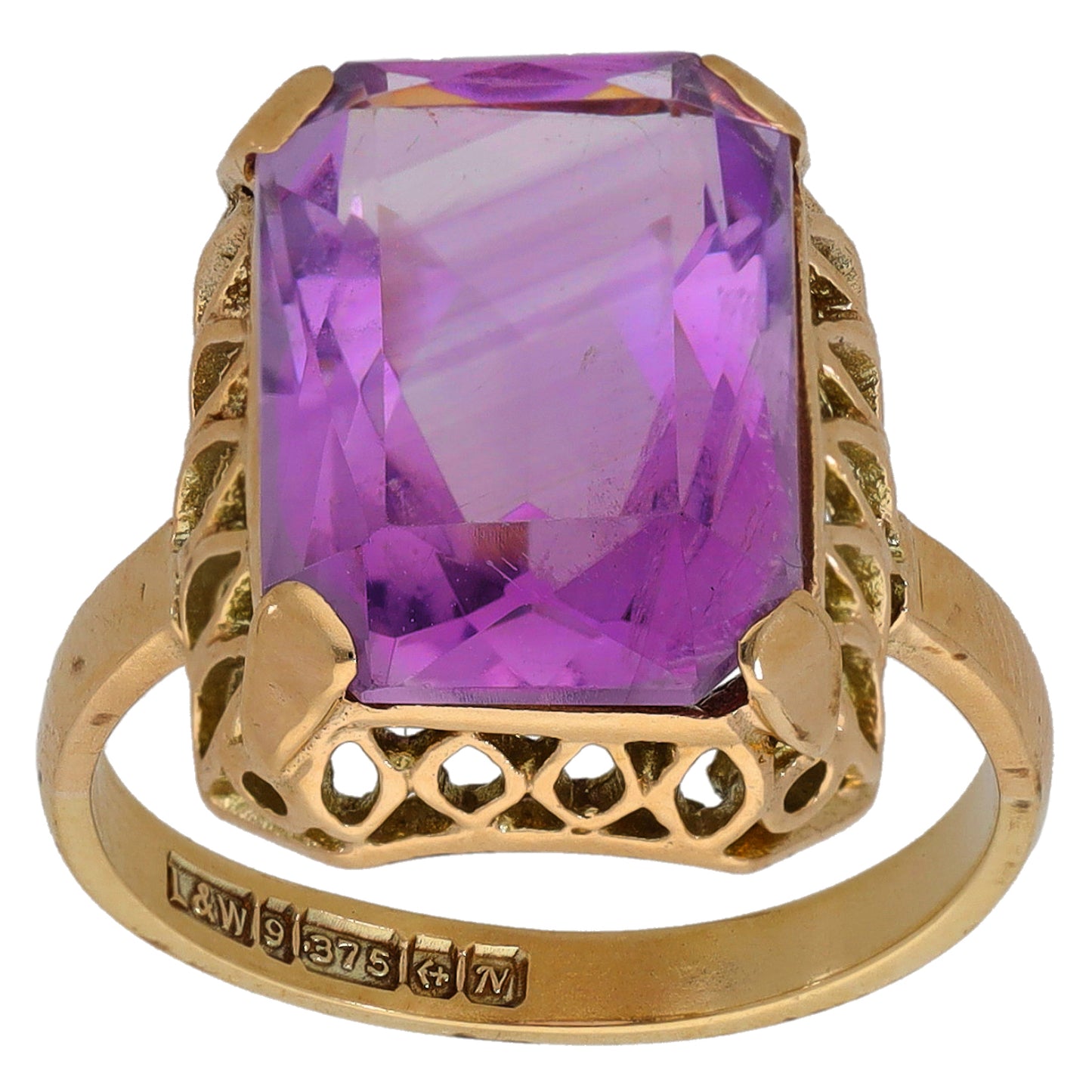 9ct Gold Amethyst Single Stone Ring Size N
