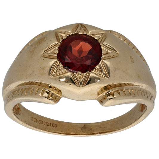 9ct Gold Garnet Single Stone Ring Size O