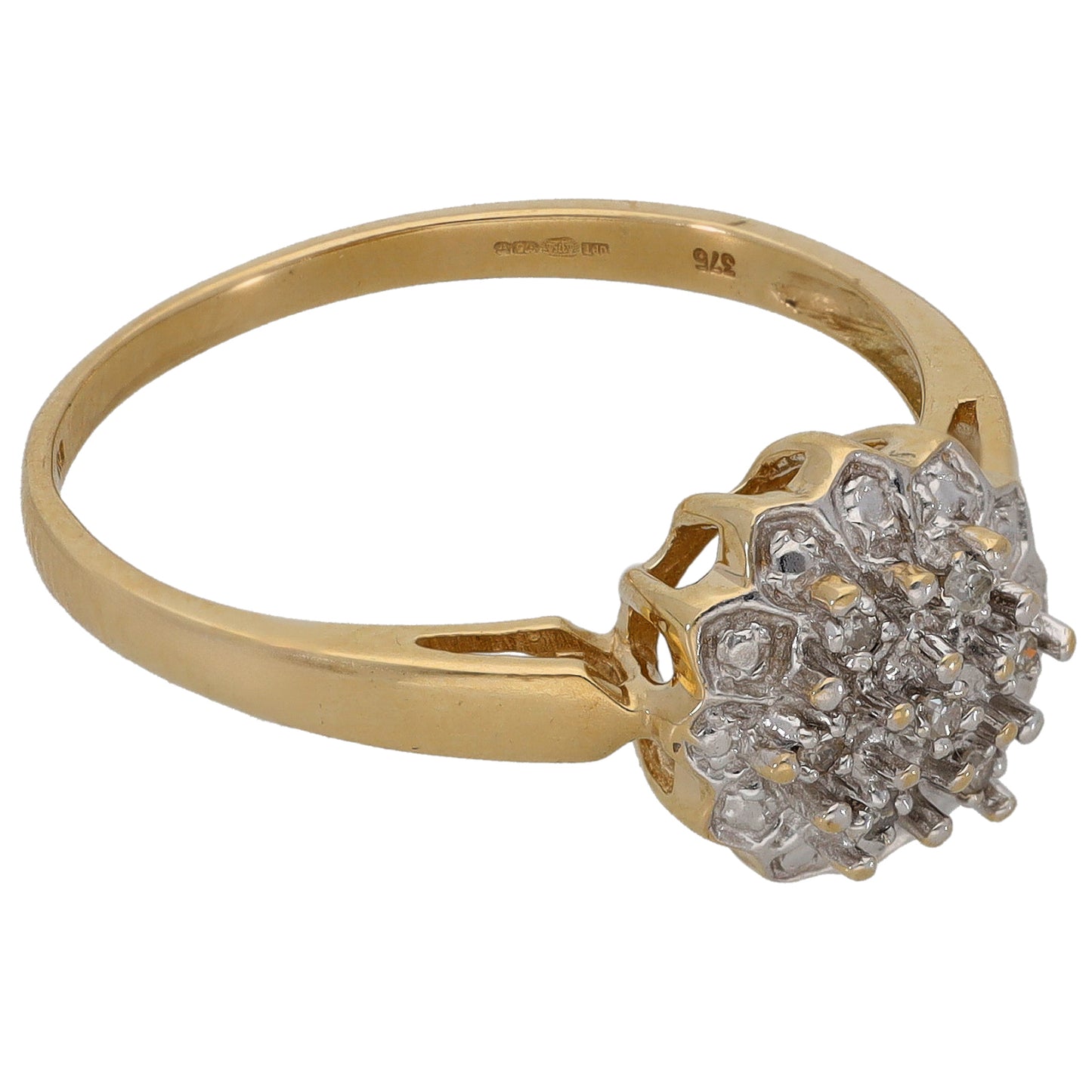 9ct Gold 0.05ct Diamond Cluster Ring Size T