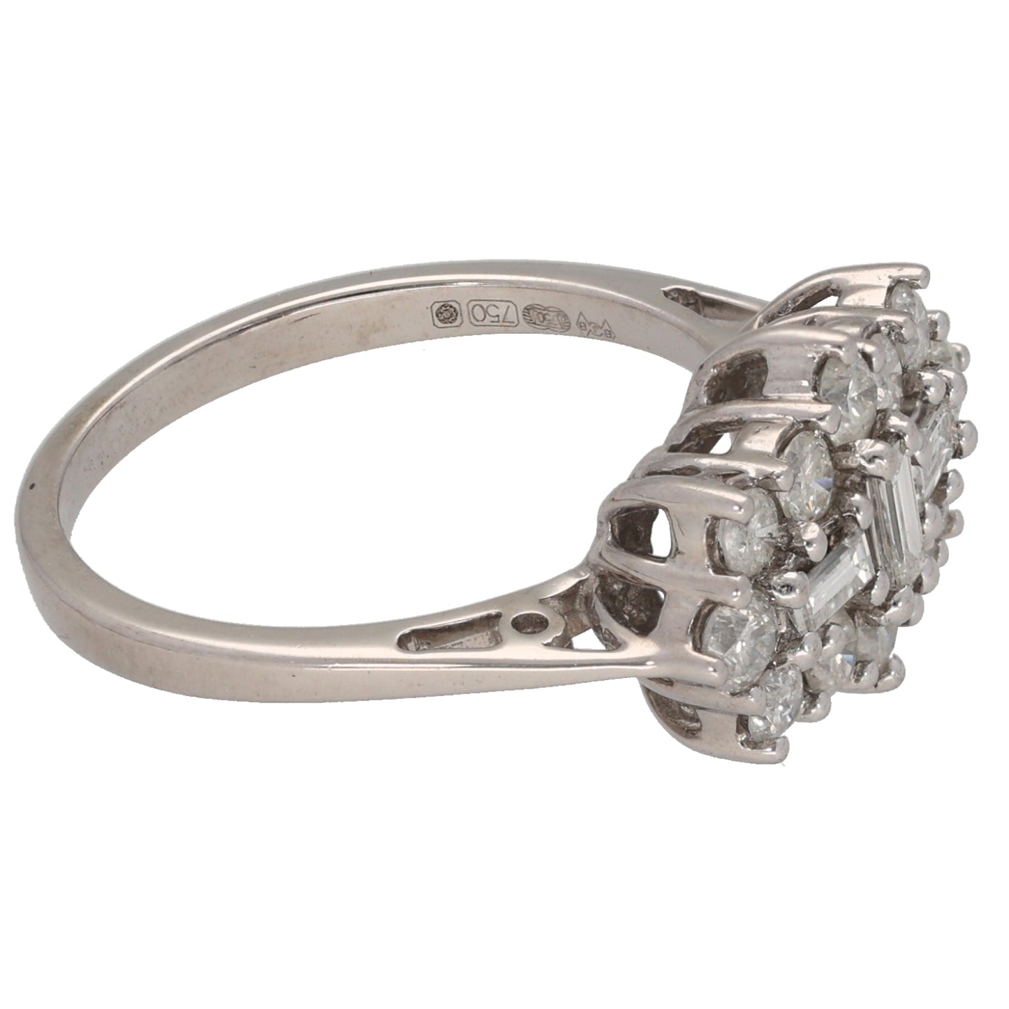 18ct White Gold 0.97ct Dress/Cocktail Ring Size O