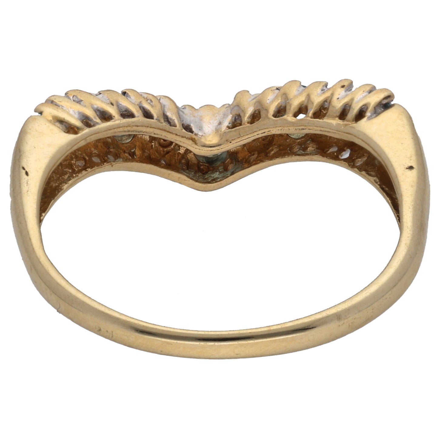 9ct Gold Topaz & 0.02ct Diamond Wishbone Ring Size L