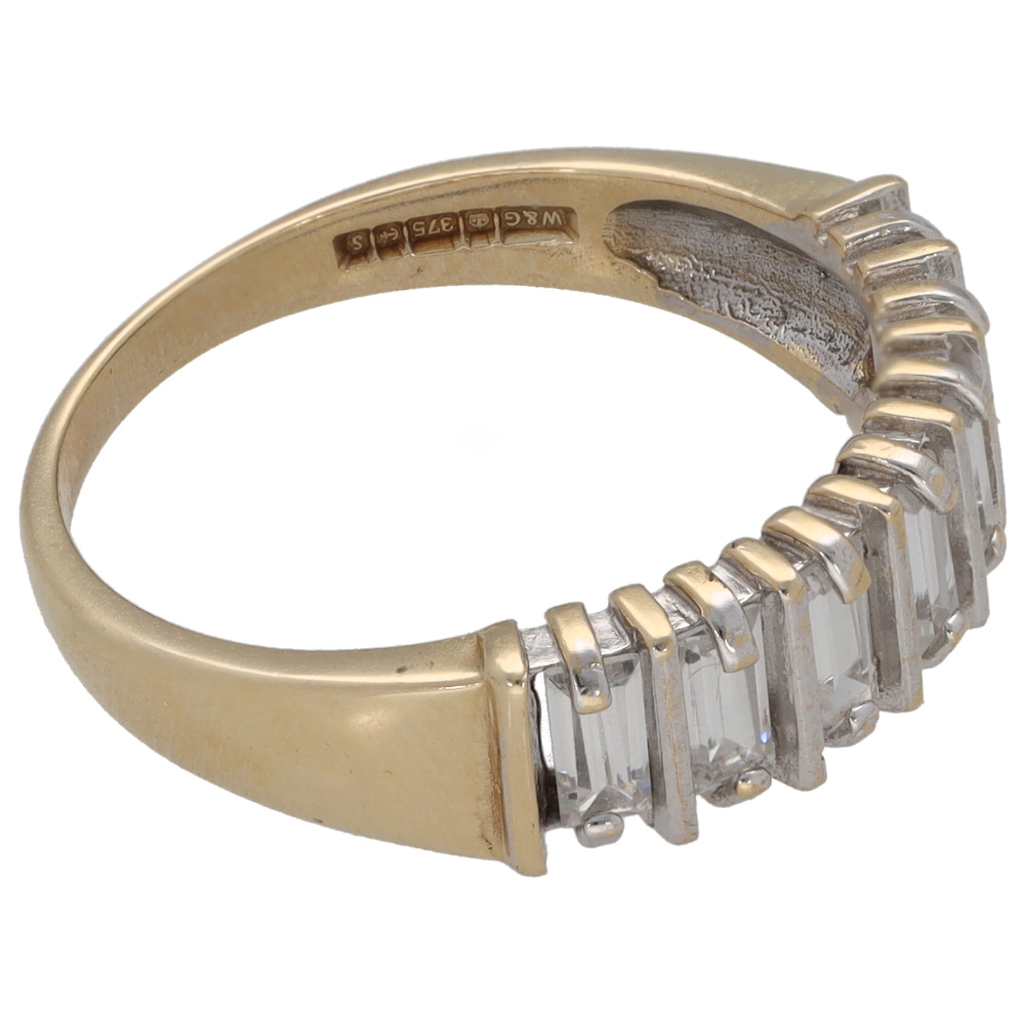 9ct Gold Cubic Zirconia Half Eternity Ring Size N