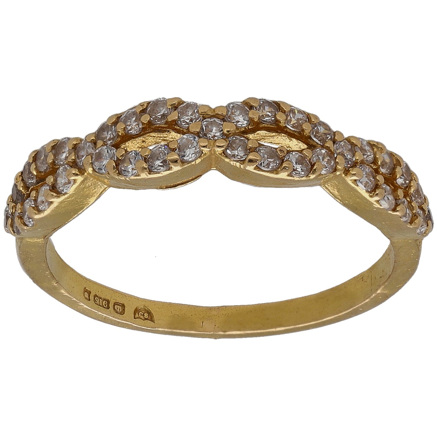 22ct Gold Cubic Zirconia Half Eternity Ring Size M