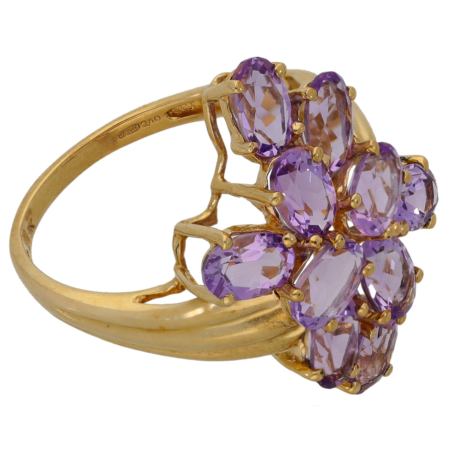 9ct Gold Amethyst Dress/Cocktail Ring Size Q