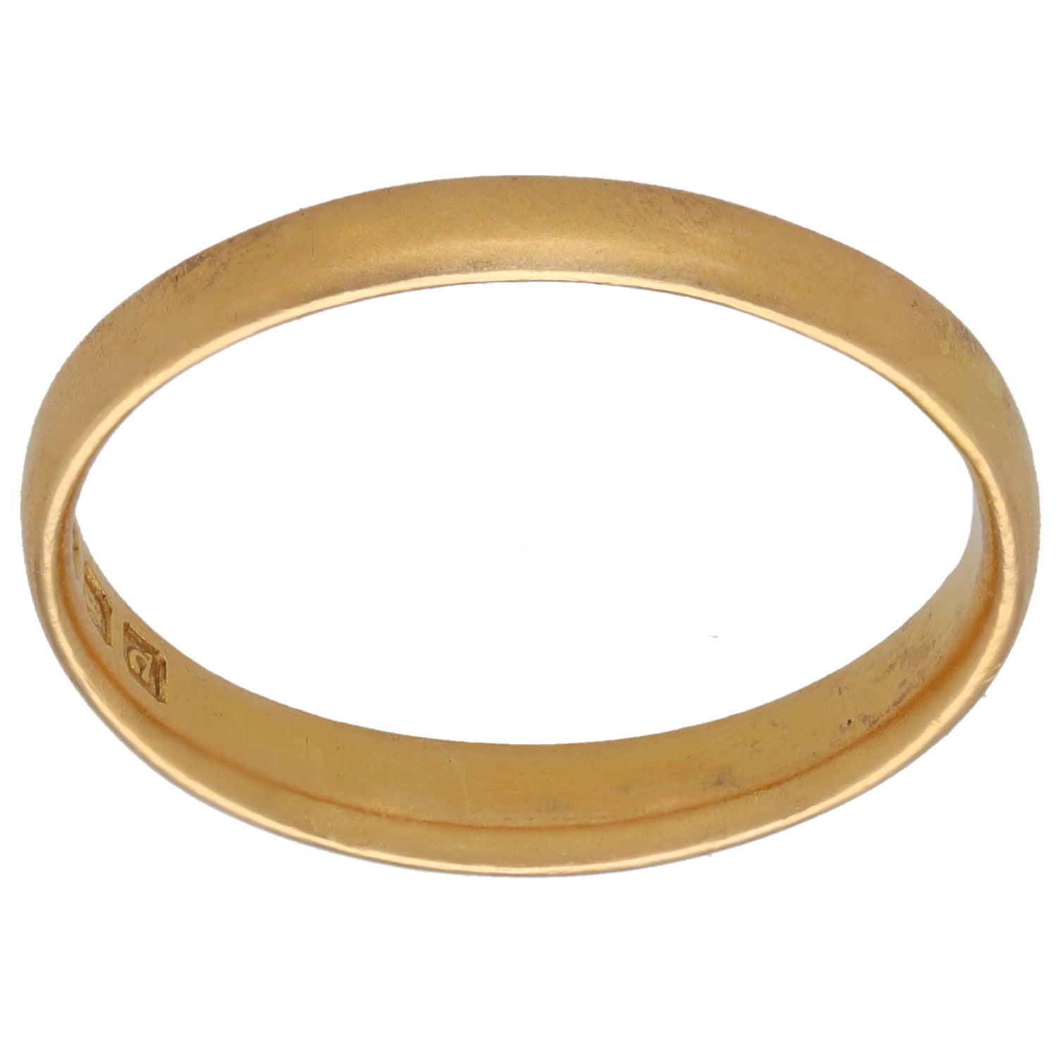 22ct gold plain wedding ring, smooth band