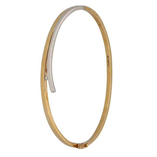 9ct Bicolour Gold 0.02ct Diamond Alternative Bangle