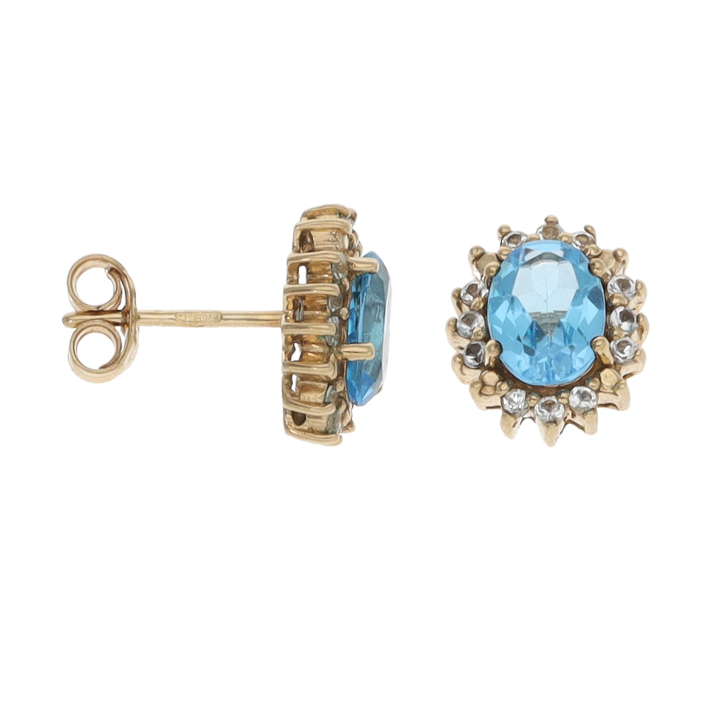 9ct Gold Topaz & Imitation Stud Earrings