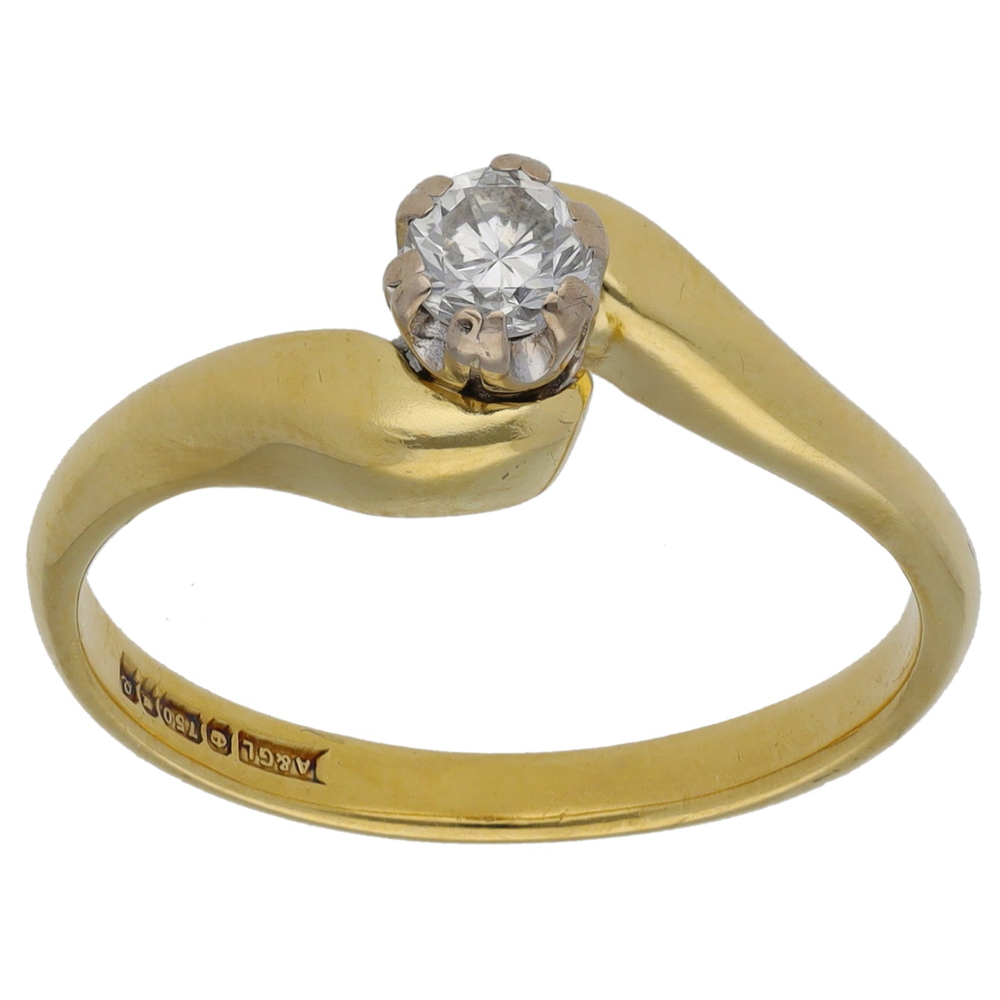 18ct Gold 0.20ct Diamond Solitaire Ring Size P