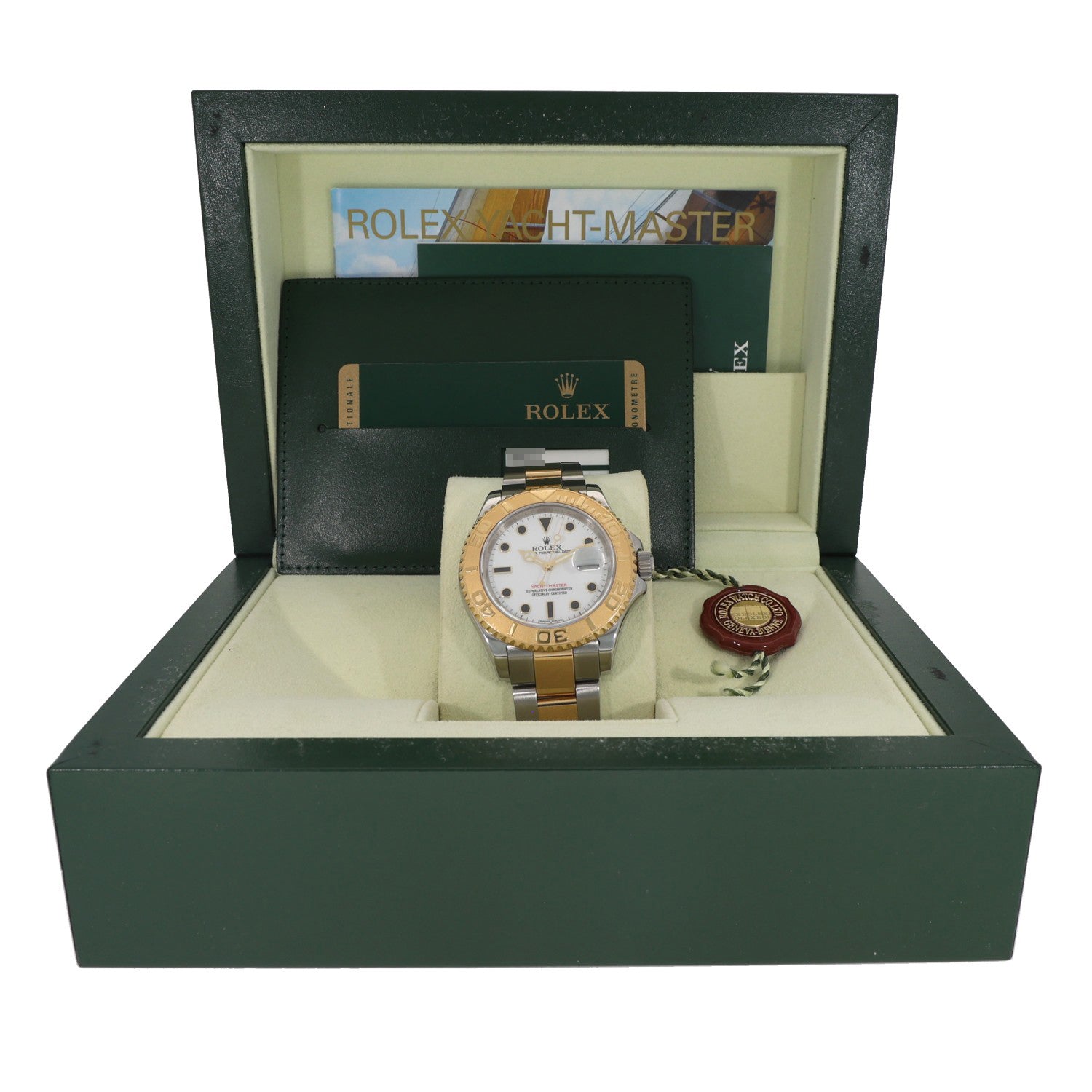 Rolex Yacht Master 16623, white dial in boi-colour case and bracelet, in Rolex box with watch papers