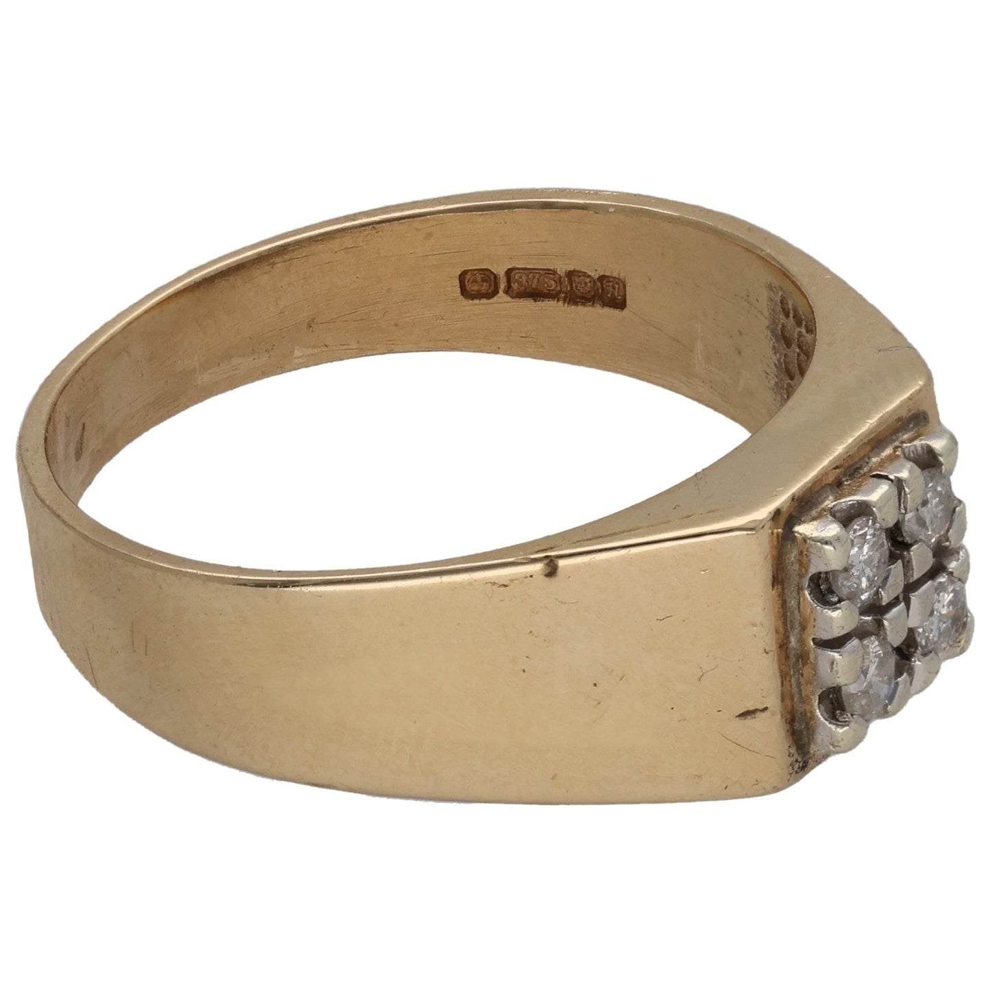 9ct Gold 0.16ct Diamond Signet Ring Size W