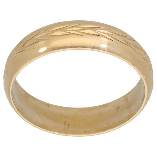 9ct Gold Patterned Wedding Ring Size V