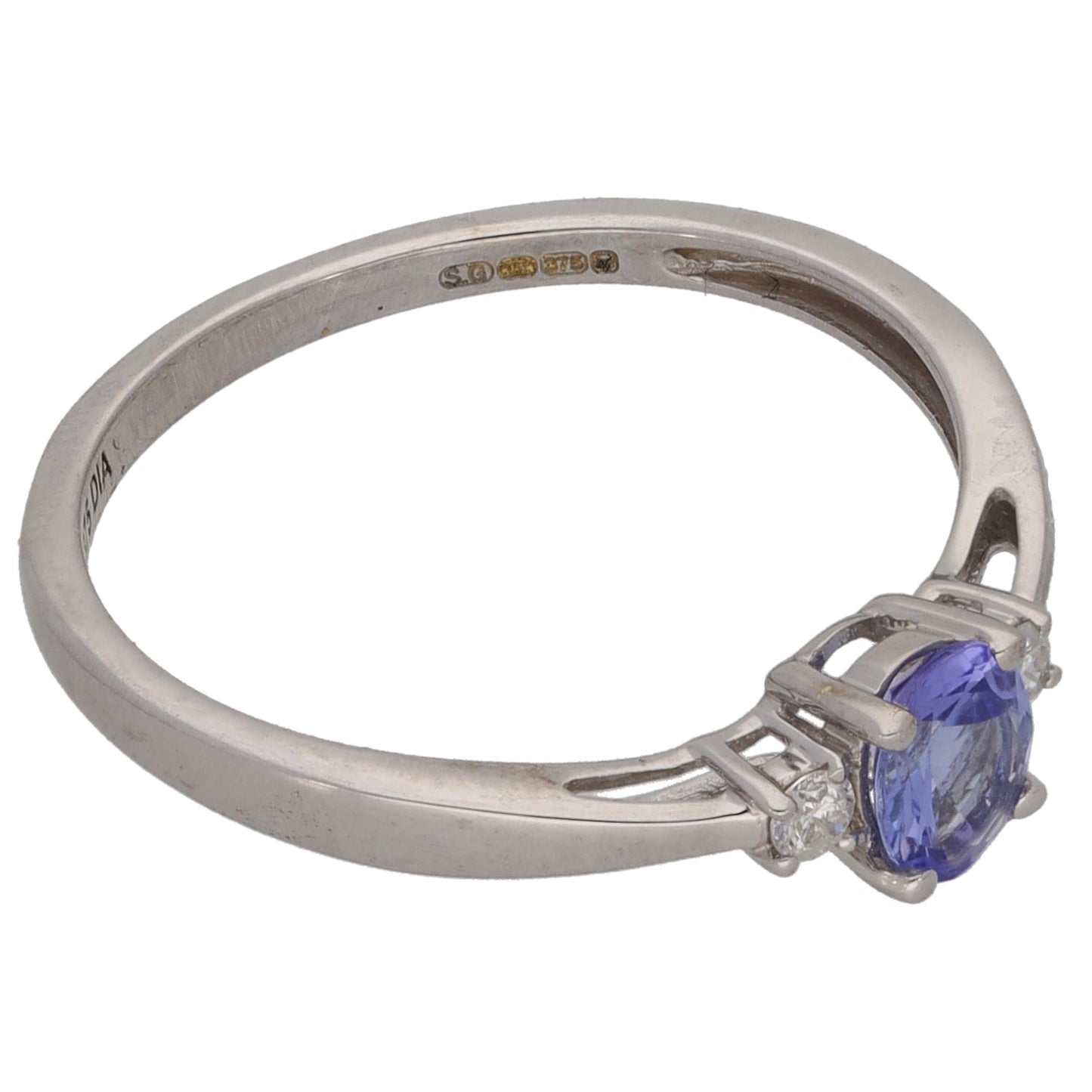 9ct White Gold 0.04ct Diamond & Tanzanite Dress/Cocktail Ring Size M